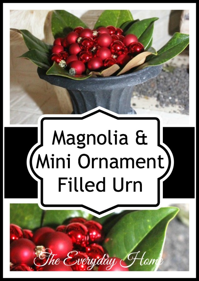 Magnolia and Christmas Ornament-filled Urn by The Everyday Home