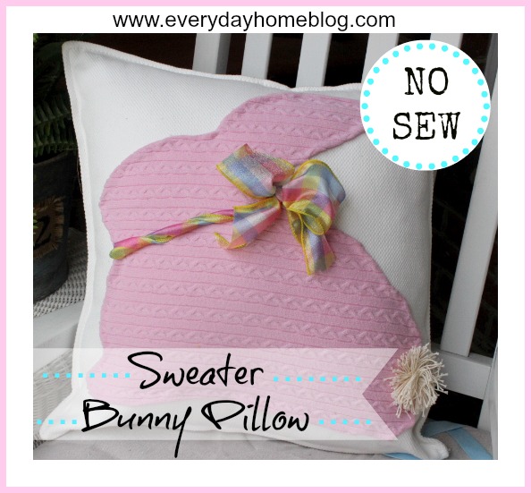 No Sew Sweater Bunny Pillow by The Everyday Home #thinkspring #IKEA #thrifting #Sweaterprojects #pillows #spring #bunny