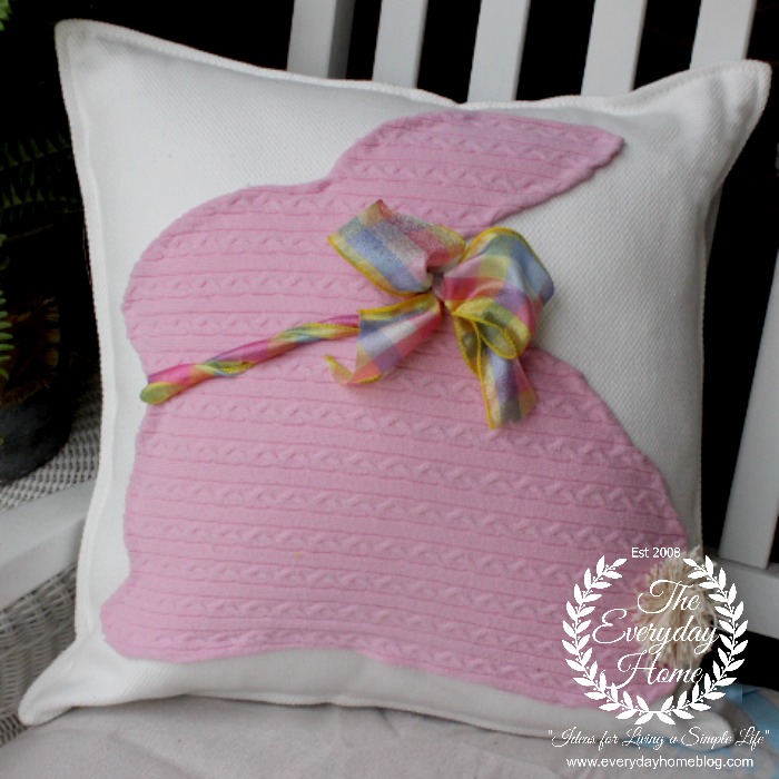 No Sew Sweater Bunny Pillow by The Everyday Home #thinkspring #IKEA #thrifting #Sweaterprojects #pillows #spring #bunny