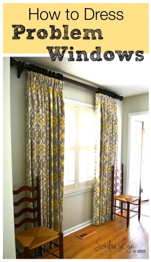 How to Dress Problem Windows by Sondra Lyn - Guest Post at The Everyday Home #Design #DIY #Curtains
