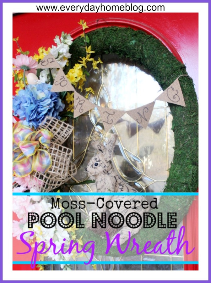 Moss Covered Pool Noodle Spring Wreath by The Everyday Home #Michaels #DollarTree #DollarStore #Spring #SpringCrafts