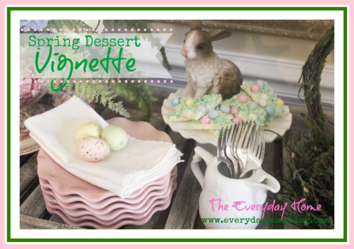 Spring Dessert Vignette by The Everyday Home #Spring #Easter #Vignette #Dessert #DollarTree #Pier1