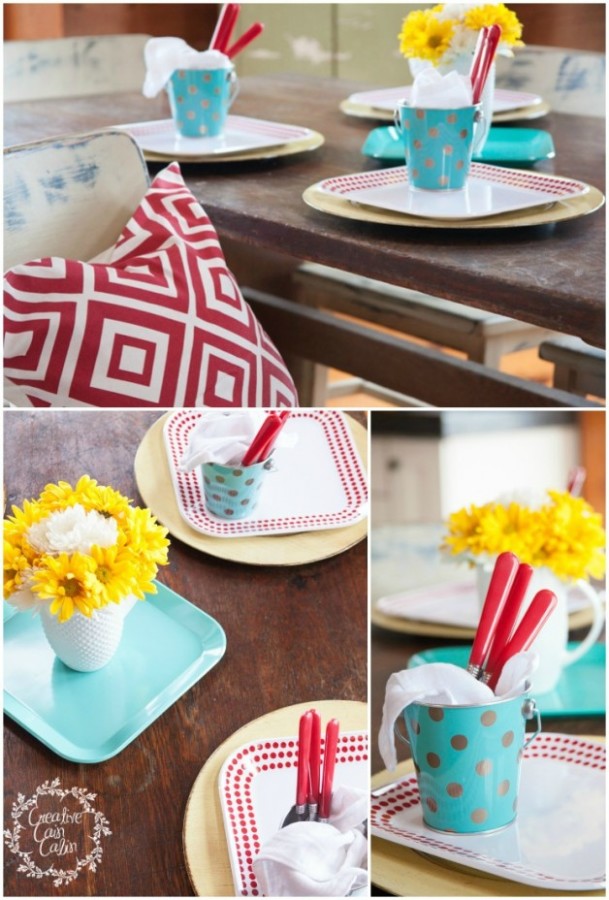A Country Tablescape with Melamine Dinnerware {Guest Post} Creative Cain Cabin at The Everyday Home www.everydayhomeblog.com