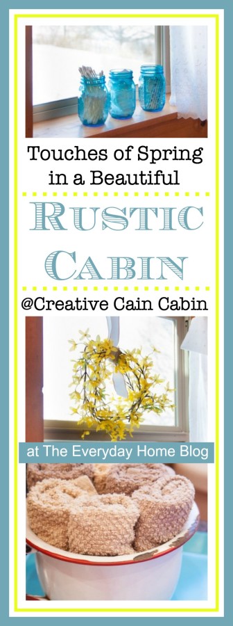 Touches of Spring in a Cabin Bathroom by Creative Cain Cabin {Guest Post} at The Everyday Home - www.everydayhomeblog.com