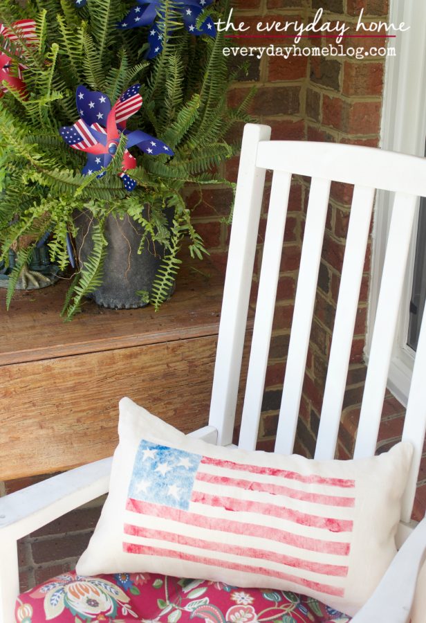 PB-Inspired Stenciled Flag Pillow by The Everyday Home    www.everydayhomeblog.com