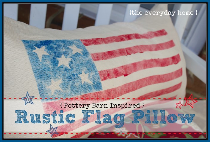 Stenciled Flag Pillow by The Everyday Home  www.everydayhomeblog.com