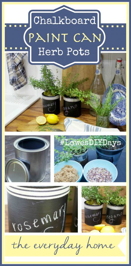 Paint Can Chalkboard Painted Herb Pots | The Everyday Home |  www.everydayhomeblog.com