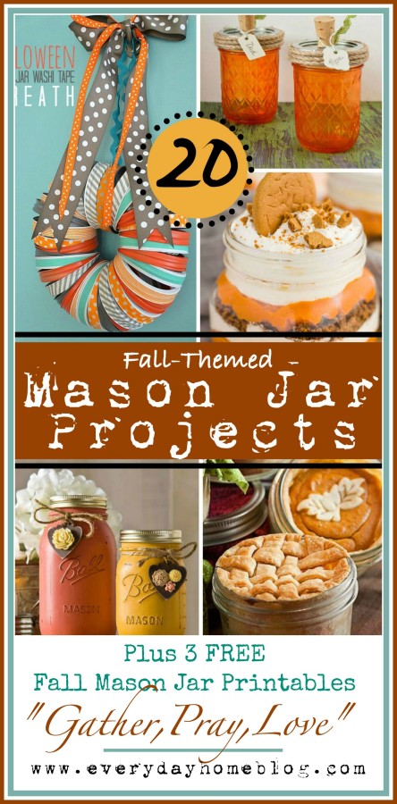 20 Fall Themed Mason Jar Projects The Everyday Home www.everydayhomeblog.com
