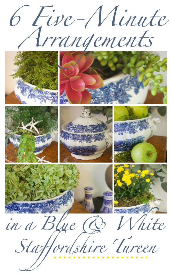 Six 5-Minute (Blue & White Tureen) Arrangements | The Everyday Home | www.everydayhomeblog.com