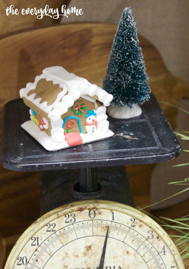 Mini Gingerbread House on Vintage Scale | 2015 Christmas Home Tour | The Everyday Home | www.everydayhomeblog.com