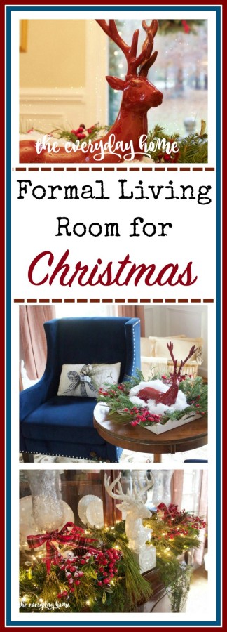 Navy and Red Christmas Living Room | The Everyday Home | www.everydayhomeblog.com