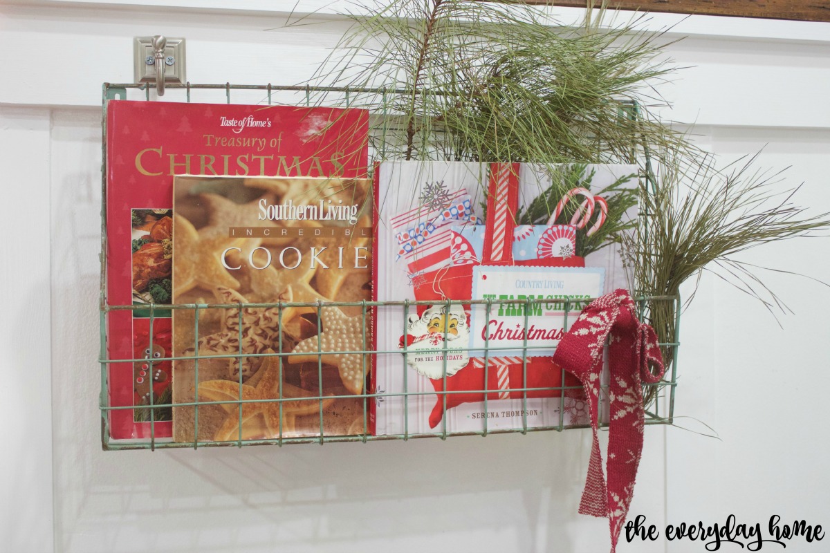 Wire Basket with Cookbooks | 2015 Christmas Home Tour | The Everyday Home | www.everydayhomeblog.com
