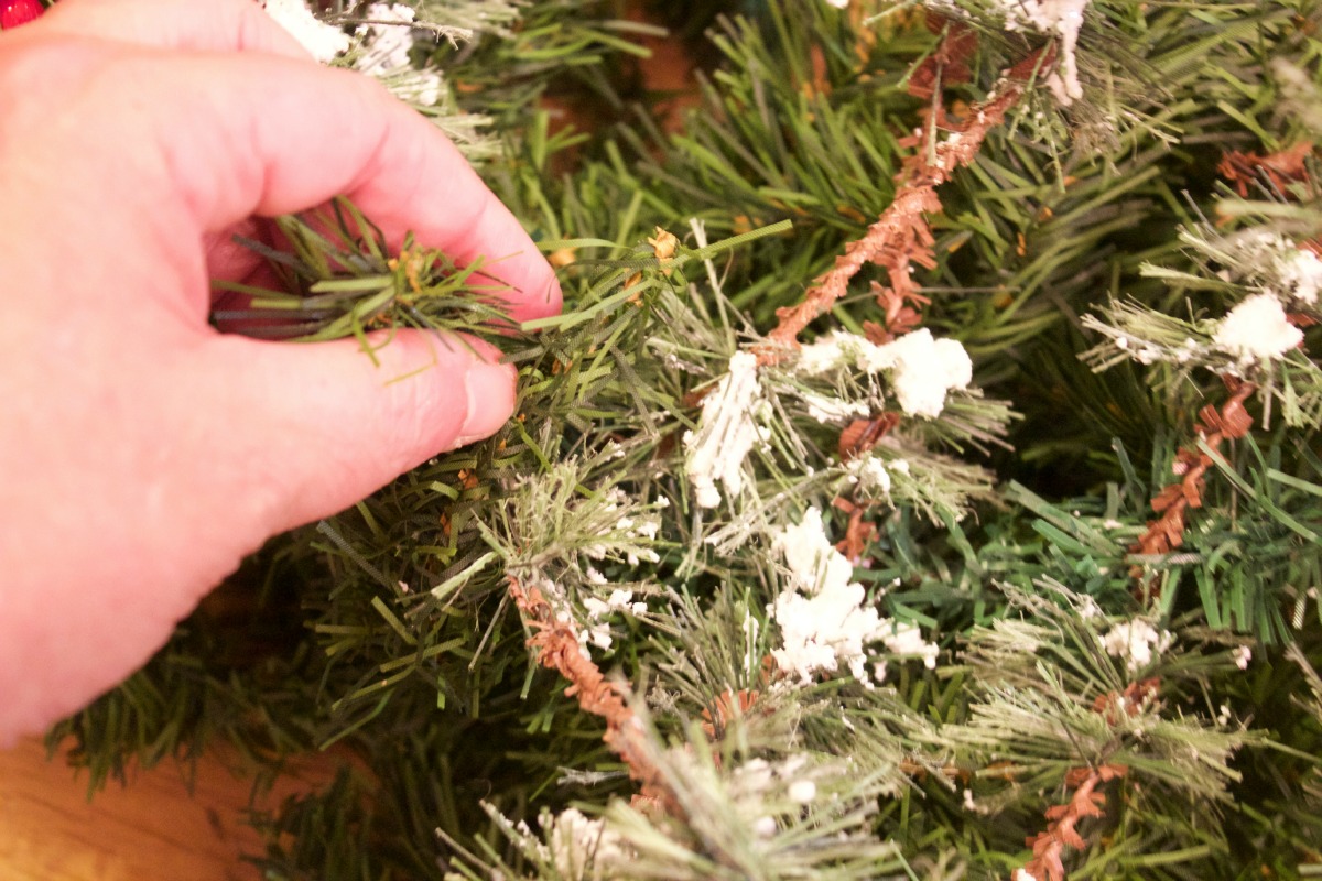 Wrapping Garland on Wreath