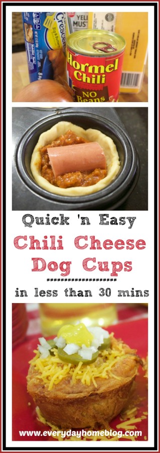 Chili Cheese Dog Cups Recipe | The Everyday Home Blog | www.everydayhomeblog.com