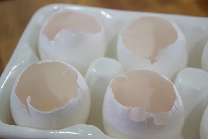 eggs with tops removed
