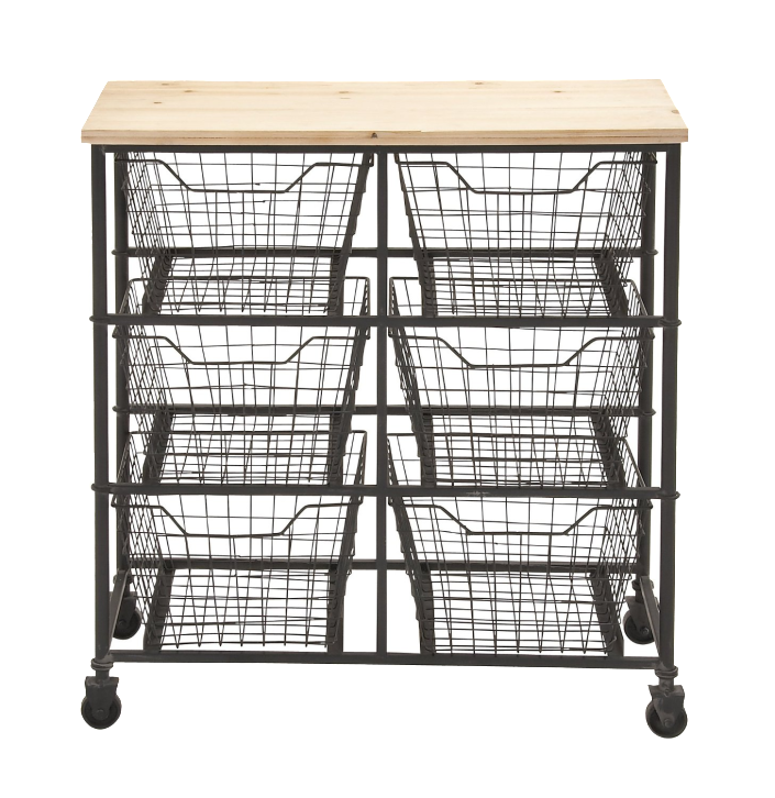 Wood Cart with Wire Baskets | The Everyday Home