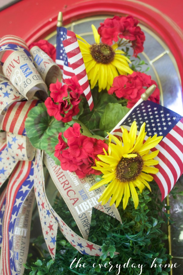 Sunflowers and Geraniums Americana Wreath | The Everyday Home