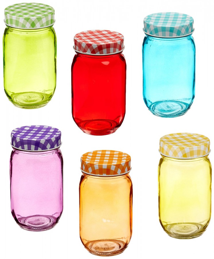 Set 6 Colored Glasses with Lids