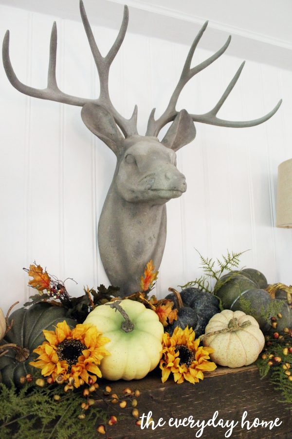 deer-head-on-rustic-fall-mantel | The Everyday Home | www.everydayhomeblog.com