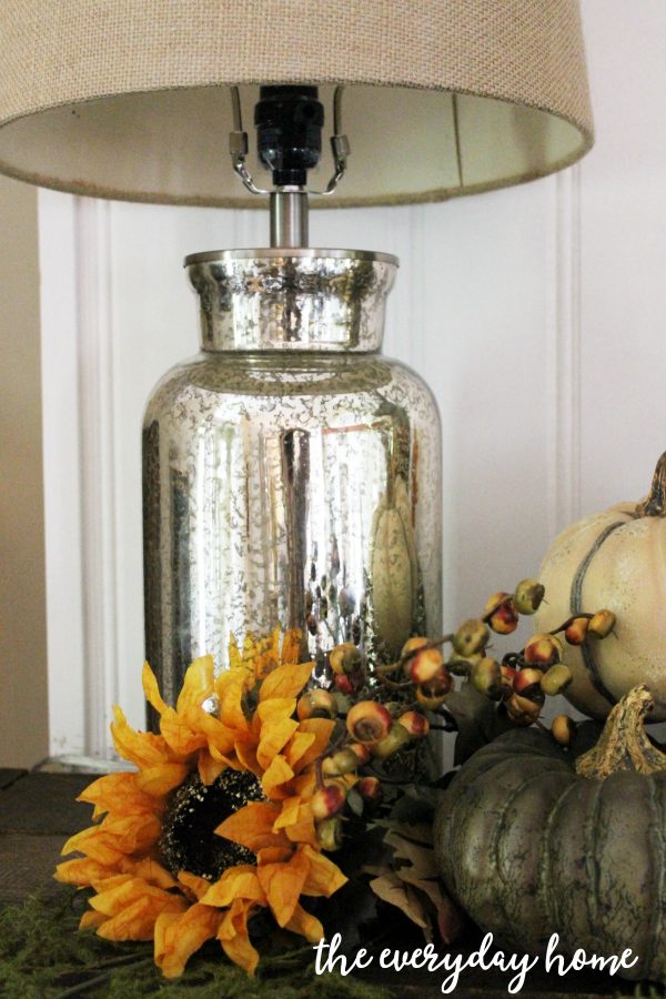 mercury-lamp-on-a-rustic-fall-mantel | The Everyday Home | www.everydayhomeblog.com