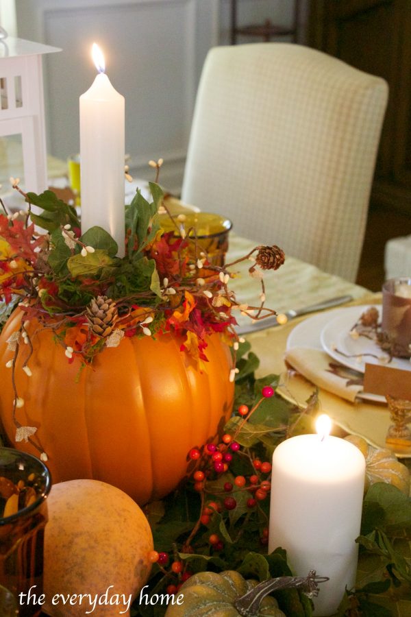 pumpkin-candleholder-centerpiece-in-a-fall-tablescape | The Everyday Home | www.everydayhomeblog.com