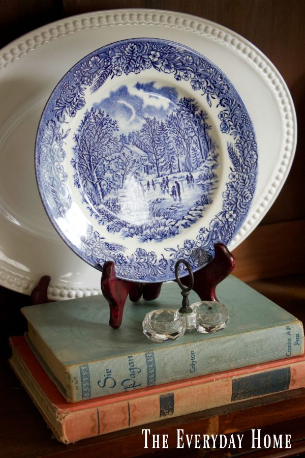 small-blue-plate-in-an-english-hutch | The Everyday Home | www.everydayhomeblog.com