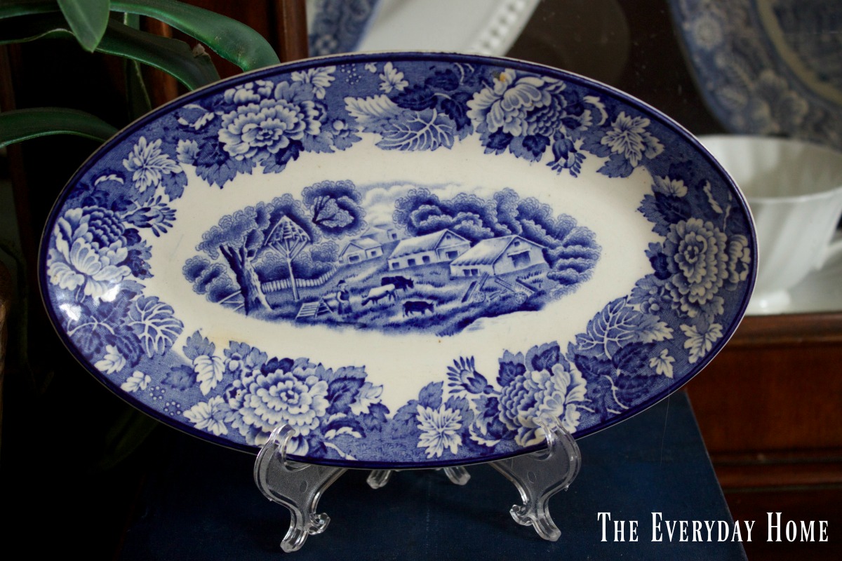 vintage-blue-oval-plate
