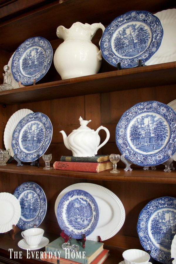 how-to-display-dishes-in-an-english-hutch | The Everyday Home | www.everydayhomeblog.com