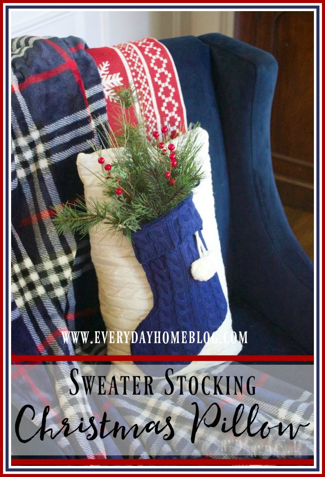 sweater-stocking-christmas-pillow | The Everyday Home | www.everydayhomeblog.com
