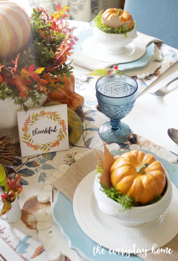 A Blue and Orange Fall Tablescape | The Everyday Home