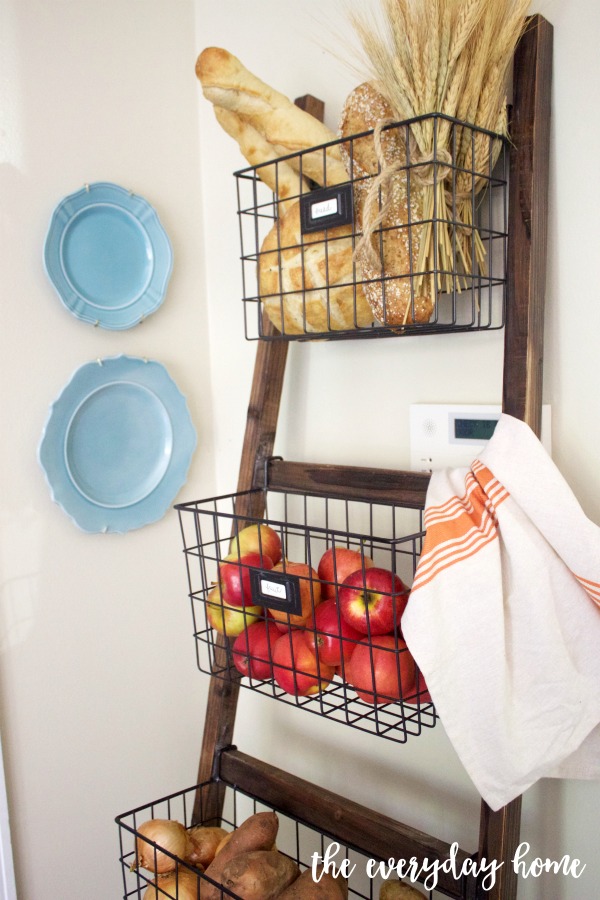 A Basket Ladder Organizer in the Kitchen | The Everyday Home