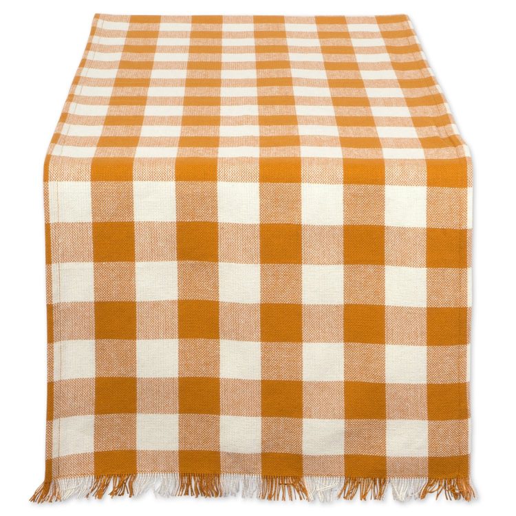 Orange and Cream Checked Table Runner | The Everyday Home