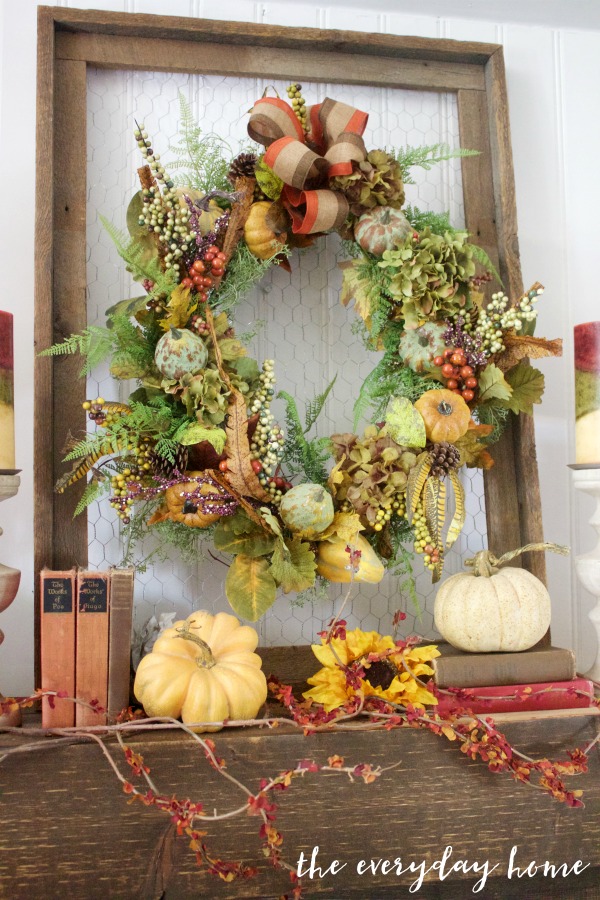 A Rustic Fall Mantel Wreath | The Everyday Home | www.everydayhomeblog.com