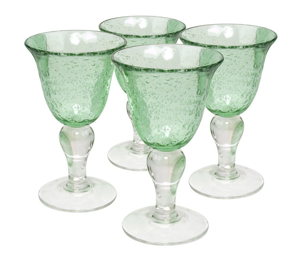 Green Bubble Glass Goblets | The Everyday Home