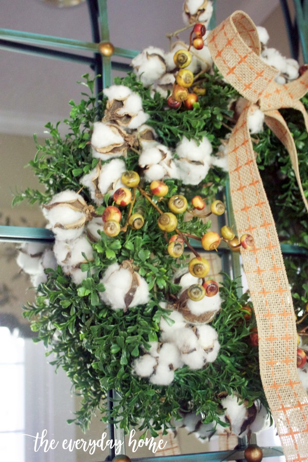 Boxwood and Cotton Fall Wreath | The Everyday Home