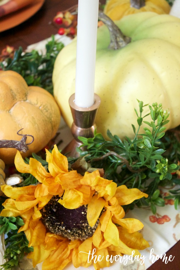 Pumpkins and Sunflowers Traditional Fall Tablescape | The Everyday Home