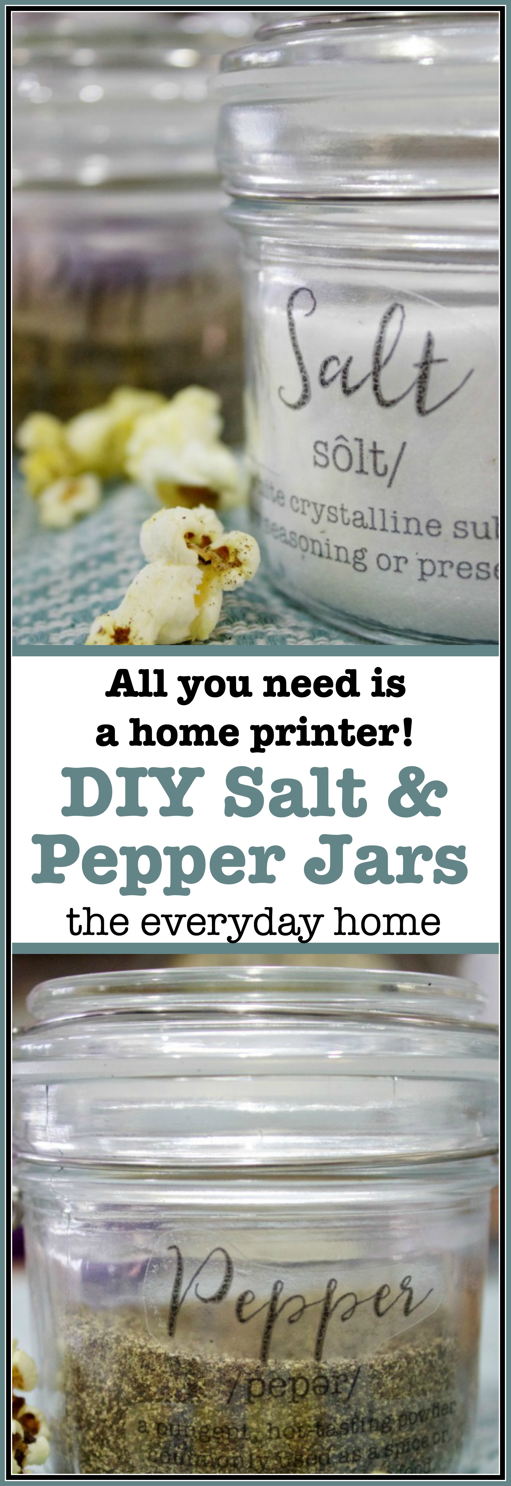 (all you need is a home printer)  Easy DIY Salt and Pepper Jars | The Everyday Home