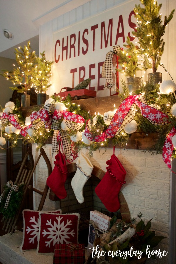Glowy Farmhouse Christmas Mantel | The Everyday Home